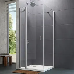 Hüppe Design pure 4-Eck Schwingtür mit festem Segment 88 x 190 cm 8P0711092322, Duschkabinen, silber matt