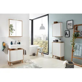 Fackelmann FINN Doppel Midischrank 60 cm Braun hell/Weiß
