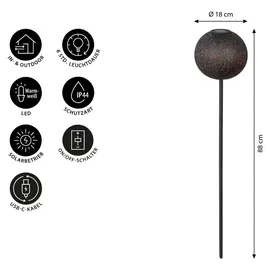 Dehner Solarleuchte Kunststoff/Metall Ø18/H88 cm 1 Stück schwarz