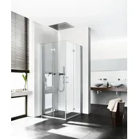 Kermi Pendel-Falttür Eckeinstieg 2-teilig Halbteil links „Diga“ Glas Klar, Profile Silber Hochglanz, Falttür BV: 880 - 900 mm GAK: 865 - 885 mm WE: 890 - 910 mm H: 1850 mm