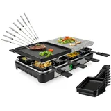 setpoint Raclette Gerät wendbare Stein-& Grillplatte für 8 Personen, Teppan Gabeln 1400W