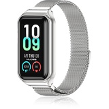 ZoRoll Armband Kompatibel mit Amazfit Band 7, Edelstahl Ersatzarmband Mesh Metall Uhrenarmband, Magnetisch Verstellbarer Ersatzband Kompatibel mit Amazfit Band 7 - Silber