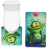 RedBeans 2-teiliges Badematten-Set Badezimmer Vorleger, Badteppich Frosch und Lotus Flower Muster