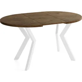 WFL GROUP Runder Ausziehtisch 80-130 x 77 cm Eiche Braun