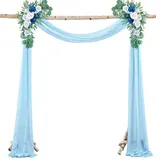 Lukery 1 Paneele Hochzeit Vorhang Hochzeitsbogen, Querbehang Gardine Freihanddeko Himmelbett Vorhänge Stoff Tüll Transparent Voile für Torbogen Zeremonie Dekoration (75 * 600cm,Denim-Blau)