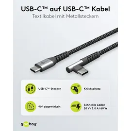 goobay USB-C auf USB-C 1 m Grau/Schwarz