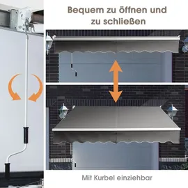 Costway Markise mit Sonnenschutz 200 x 250 cm grau