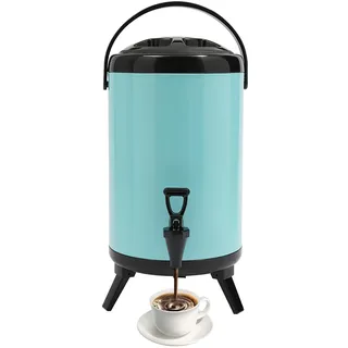 Garbenat Getränkespender 10L Isolierter Getränkebehälter Edelstahl Heiß- und Kaltwasserbrunnen mit Zapfhahn Party Getränkespender für Kaffee, Schokolade, Milchtee, Saft (Blau)