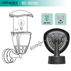 Oktaplex lighting Oktaplex Außenlampe mit Sensor Bel E27 Leuchtmittel Außenleuchte 230V IP54 Anthrazit