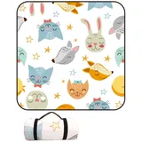 DOTBUY-SHOP Picknickdecke Wasserdicht, Campingdecke Stranddecke Wärmeisoliert Maschinenwaschbar Faltbar Picknickmatte, für Outdoor Strand Campen Wandern Ausflüge (Zoo,200x200cm)