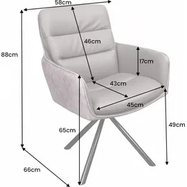 Riess-Ambiente Stuhl BIG GEORGE taupe Echtleder Microfaser mit Armlehne Retro Drehbarer Design