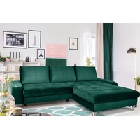 Fun Möbel Ecksofa »Couchgarnitur MAXIME Stoff Ottomane Li/Re«, mit Schlaffunktion, mit Bettkasten grün