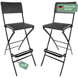 Lemodo Barhocker 2er Set klappbar Rattan-Optik 120 kg belastbar  schwarz