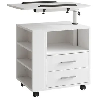 Vicco Nachttisch Bora Weiß, 90 x 40 cm mit 2 Schubladen