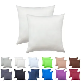 NatureMark 2er Set Jersey Kissenbezüge – Elastisch, weich, atmungsaktiv und hautfreundlich – Waschbare Kissenhülle - 80x80 – Natur/Creme