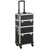 Yaheetech Kosmetikkoffer groß Friseurkoffer Alu Schmuckkoffer Beautycase Koffer Trolley mit Schlösser und Tragegurt, Schwarz