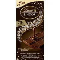 Lindt LINDOR Tafel 70% Kakao | 145g Schokoladentafel | Extra dunkle Schokolade mit zartschmelzender Füllung | LINDOR 75 Jahre Jubiläums Edition