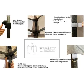 GRASEKAMP Faltpavillon Modena 3 x 3 m Grau
