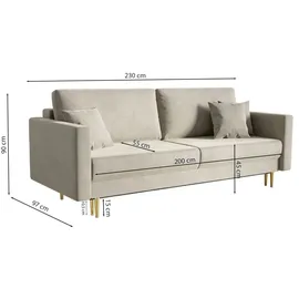Selsey Schlafcouch Samt 3-Sitzer Grün