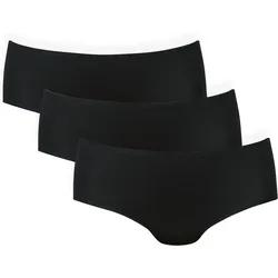 Panty Damen 3er Pack Bequem sitzend-Essentials Hipster 3P SCHWARZ|SCHWARZ S/M