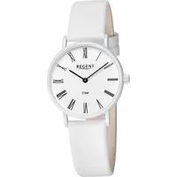 REGENT Leder Damen Uhr Armbanduhr Quarz weiß Lederarmband D2URBA847