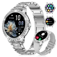 FITFLEX Smartwatch Damen mit Telefonfunktion, 1,35" HD Smart Watch Damen mit Herzfrequenz Schlafmonitor SpO2 Schrittzähler, IP67 Wasserdicht Fitnessuhr mit 20 Sportmodi, Android iOS, Silber