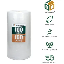 3 x Luftpolsterfolie (1,0 x 100 m) 2-lagig 60 my Schutzfolie Noppen Versandfolie Polster Verpacken Knallfolie Transport BB-Verpackungen