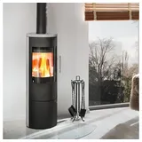 Königshütte Kaminofen Kaminofen Vela Plus Stahl schwarz Naturstein Serpentin 5 kW K288763