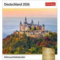 Harenberg Deutschland Sehnsuchtskalender 2026 - Wochenkalender mit 53 Postkarten