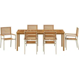 vidaXL Garten Essgruppe 7 pcs Beige Poly Rattan vidaXL