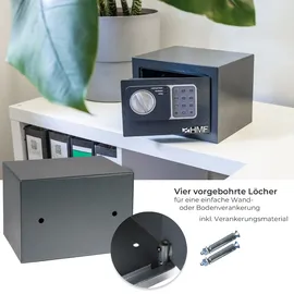 HMF 46126-11 Möbeltresor Elektronikschloss, 23 x 17 x 17 cm, Anthrazit