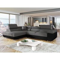 MIRJAN24 Ecksofa Torezio, mit Bettkasten und Schlaffunktion, Einstellbare Kopfstützen, 274x203x70-90 cm schwarz