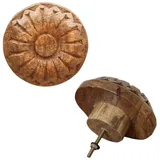 Boho Möbelgriff Admir 9cm aus Holz rund handgeschnitzt