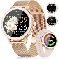 SUNKTA Smartwatch (3,4 cm, android ios), Smartwatch Damen mit HD Display Bluetooth Anruf Herzfrequenzmesser goldfarben