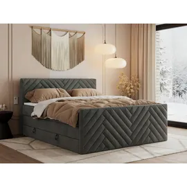 MKS Boxspringbett mit Bettkasten - grau - Maße (cm): B: 161 H: 110