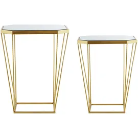 Beliani Beistelltisch 2er Set Sierra Glas Gold