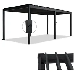 Juskys Lamellendach Tahiti 3x5,9 m - Stahl Pergola - Terrassenüberdachung stabil - Anthrazit