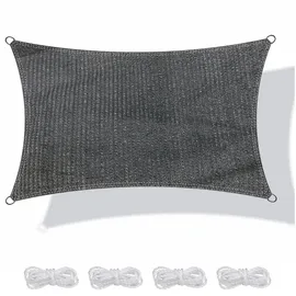 yourGEAR Sonnensegel HDPE Tarp in 7 Größen 2,5 x 2,5 | 4 | 5m, 3 x 3 | 4 | 5m, 4 x 5m Haus-Markise rechteckiger o. quadratischer UV Sonnenschutz Wind- und wasserdurchlässig grau [3x5m]