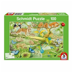 Schmidt Spiele Puzzle Tiere im Regenwald, 100 Puzzleteile bunt