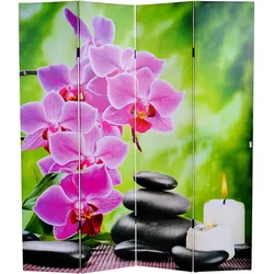 LED-Paravent Stones, Trennwand Raumteiler, Timer netzbetrieben 180x160cm 2 LEDs