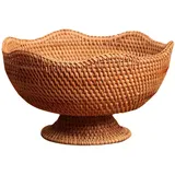 Folpus Rattan Obstschale, Snack Servierkorb, Präsentationskorb mit Gewebten Beinen für Picknick Make Up, MITTEL