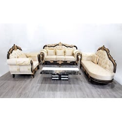 JVmoebel Chesterfield-Sofa Klassische Chesterfield Couch Barock Stil Sofgarnitur Gruppe beige