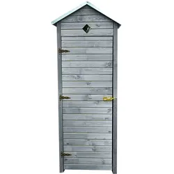 Garten-Geräteschrank PROMADINO "Babylon", grau, Holz, Metall, Gerätehäuser, besonders Platzsparend, mit drei Ablageflächen