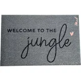 Mad About Mats Fußmatte JoJo, Türvorleger, Sauberlaufmatte, Hautür, Outdoor, Mit Spruch Welcome to The Jungle, Grün Dunkelgrün, rutschfest, waschbar, robust, 50 x 75 cm