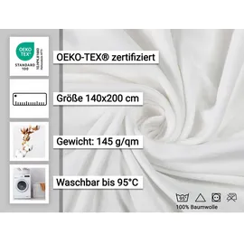 ZOLLNER Spannbettlaken Baumwolle-Jersey 140 x 200 cm weiß