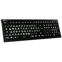 LogicKeyboard XL-Print Kabelgebunden Tastatur Deutsch, QWERTZ Schwarz Multimediatasten, USB-Hub,