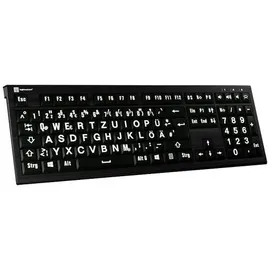 LogicKeyboard XL-Print Kabelgebunden Tastatur Deutsch, QWERTZ Schwarz Multimediatasten, USB-Hub,