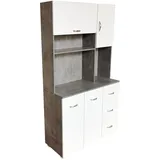 Hti-Living Küchenschrank Beton/Weiß Blanca 100 x 180 x 40 cm GRAU