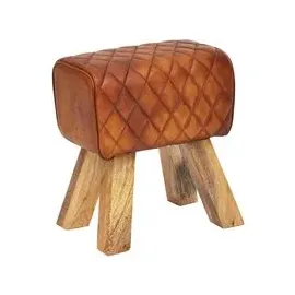 Wohnling Hocker Leder 40 x 48 x 27 cm Braun