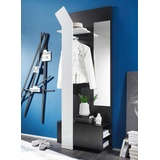 expendio Garderobe Smart, Kompaktgarderobe Kleiderstange und Spiegel 75x200x33 cm schwarz weiß schwarz